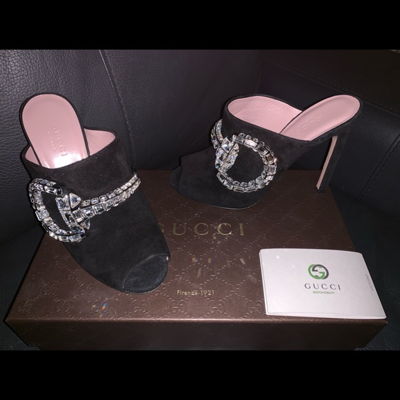 Gucci máxime suede heeled mule sandals